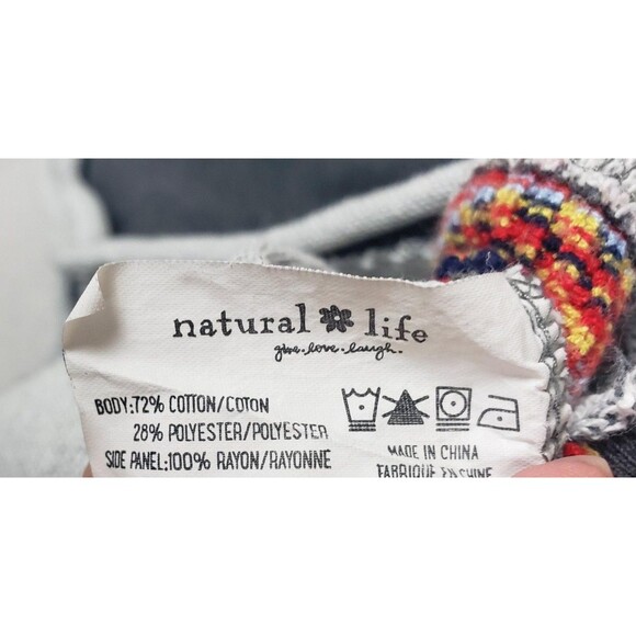 Natural Life Sweatshirt Womens L/XL Gray Boho Crochet Trim Raw Hem Cropped Top - Picture 6 of 9